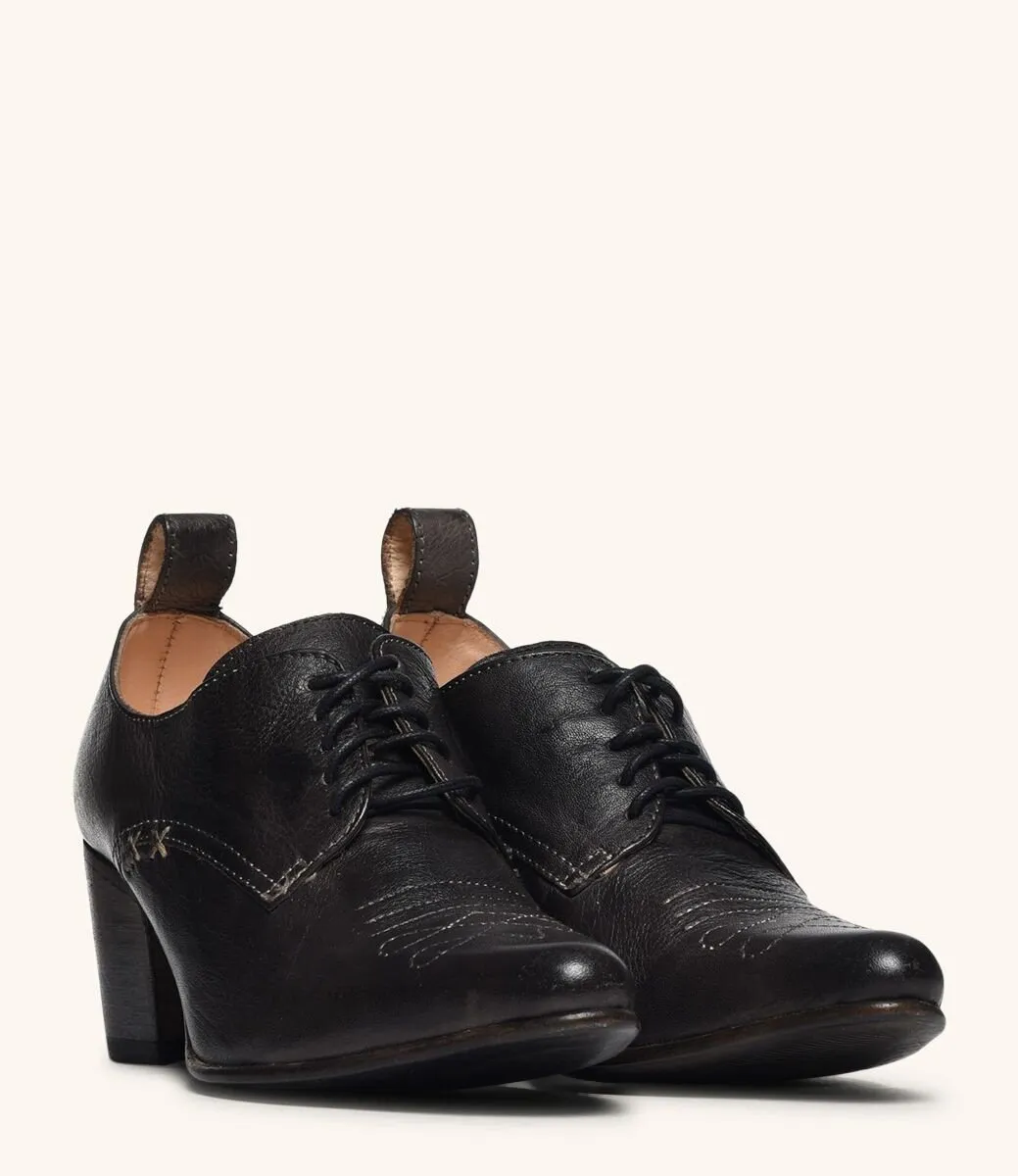 Retro Style Leather-Wrapped Heels in Black - SOLD OUT