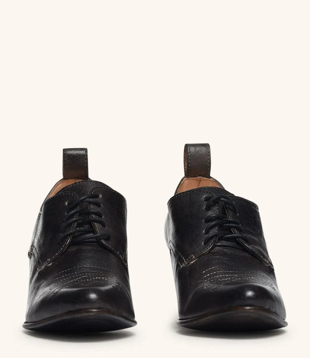 Retro Style Leather-Wrapped Heels in Black - SOLD OUT