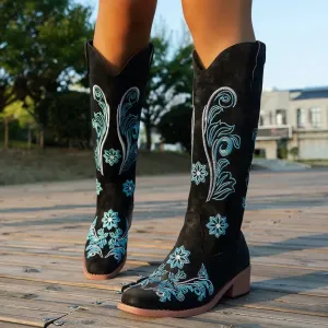 Round Toe Block Heels Boots