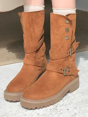 Round Toe Platform Boots