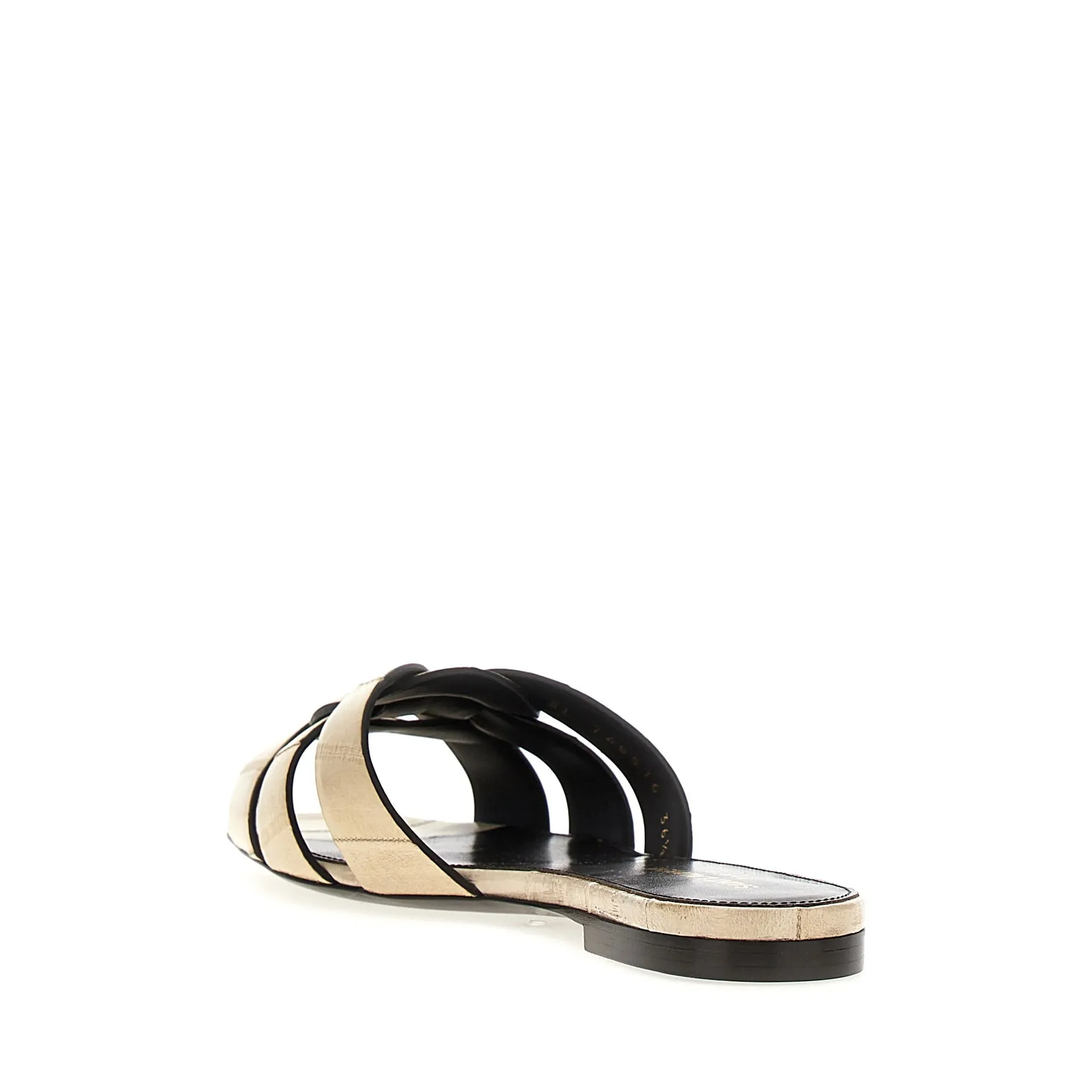 SAINT LAURENT Luxury Tribute Eel Leather Flat Sandals