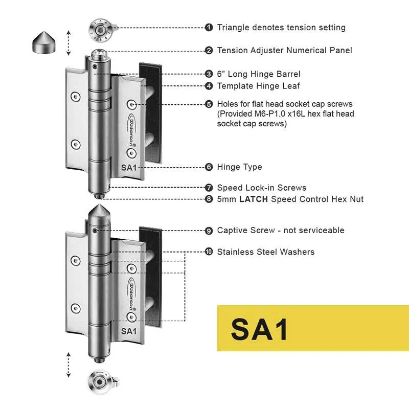 Self Closing Gate Hinges | 7ft | SS304 | K51P-A3 | 3 Pack
