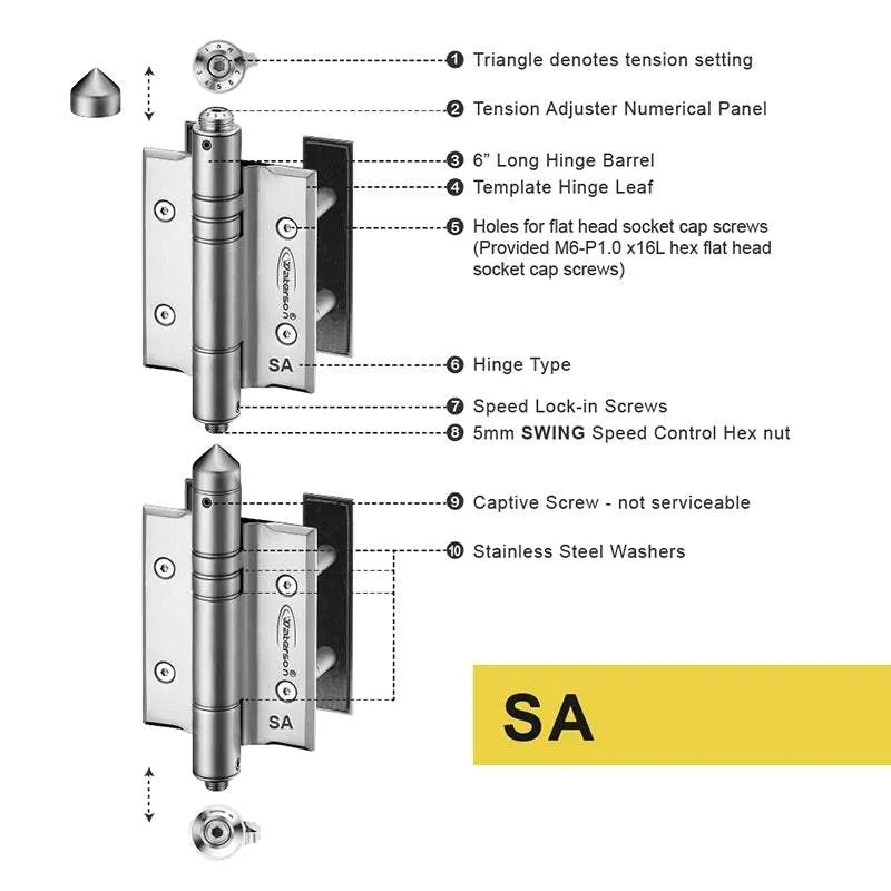 Self Closing Gate Hinges | 7ft | SS304 | K51P-A3 | 3 Pack