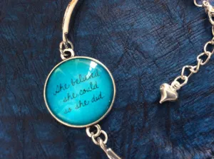 She Believed She Could So She Did Silver Cuff Bracelet One Size Fits all Quote Trendy Gift Graduation