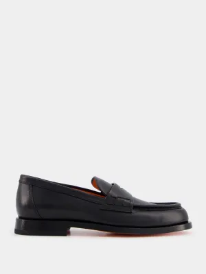 Sleek Black Leather Loafers
