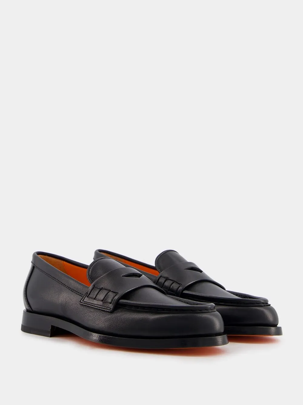 Sleek Black Leather Loafers