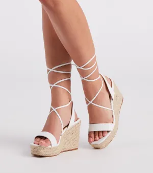 Spring Step Espadrille Lace-Up Wedges