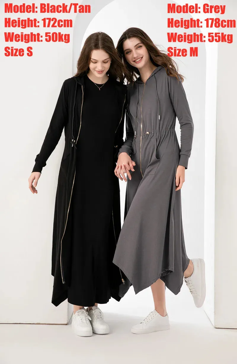Spring/Summer Women’s Modal Fabric Loose Style Gold Zipper Dress
