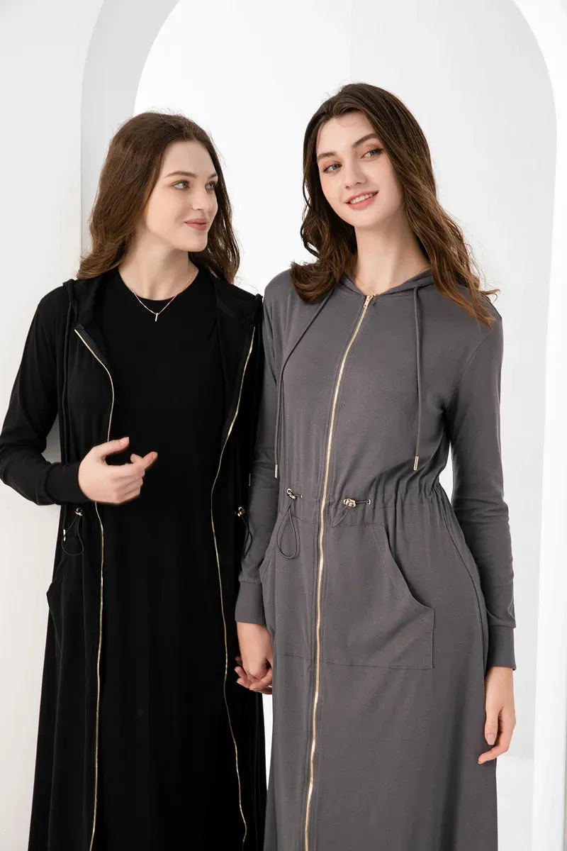 Spring/Summer Women’s Modal Fabric Loose Style Gold Zipper Dress