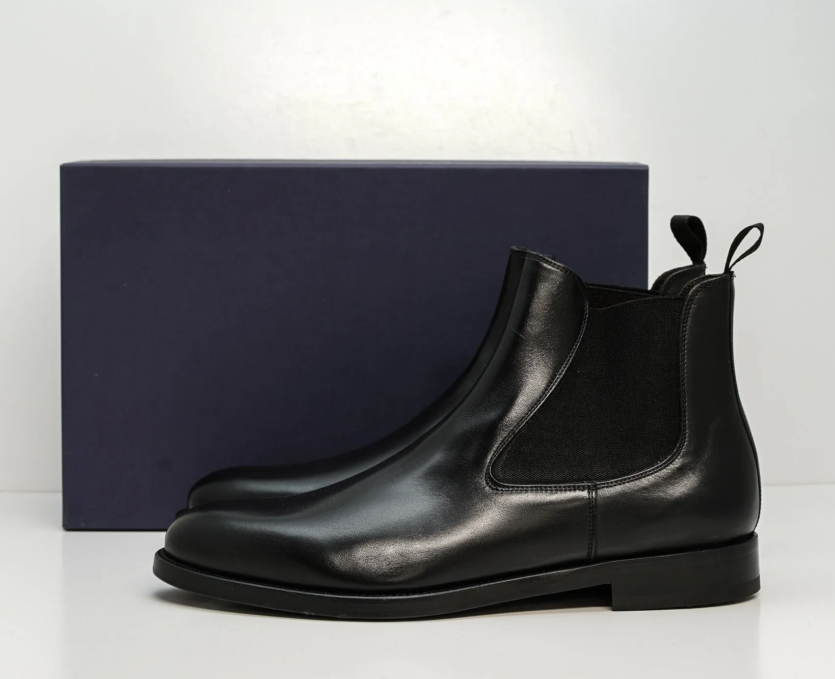 Stefano Stefani Men's Black Leather Pull On Boots 9137 20% OFF