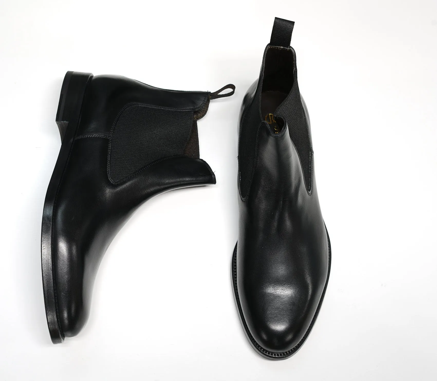 Stefano Stefani Men's Black Leather Pull On Boots 9137 20% OFF