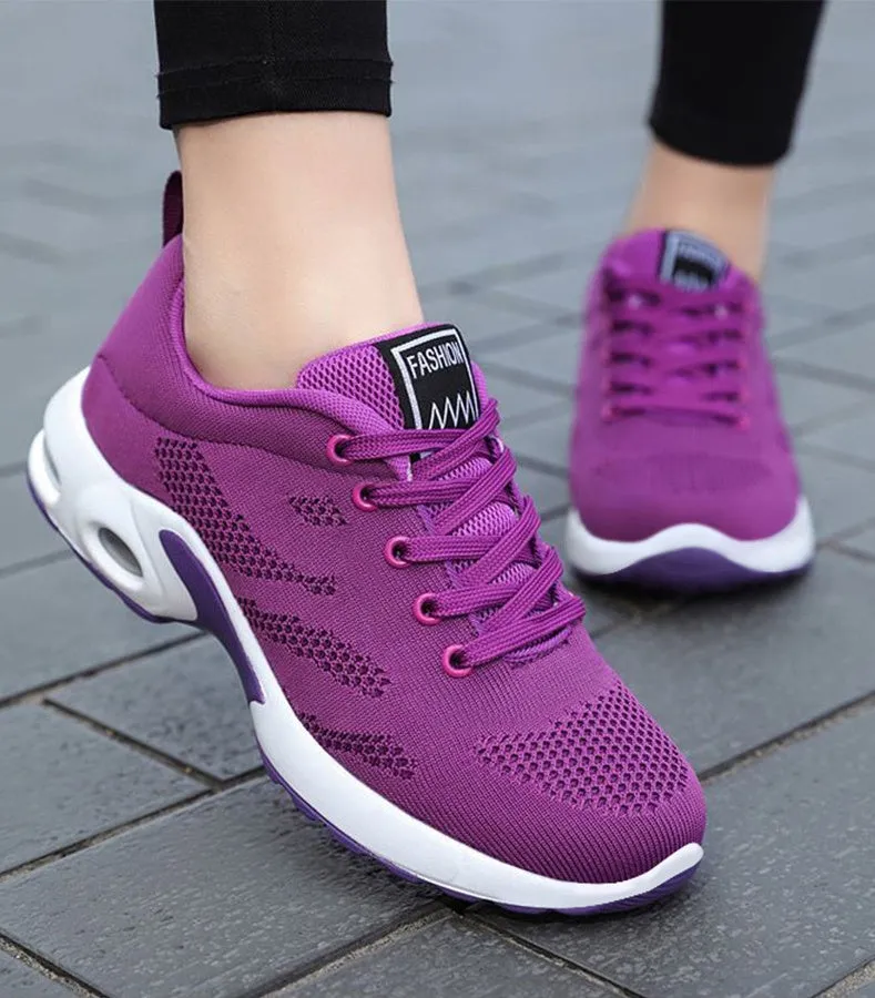 Stylish Women's Running Sneakers with Breathable Mesh and Air Cushion Sole