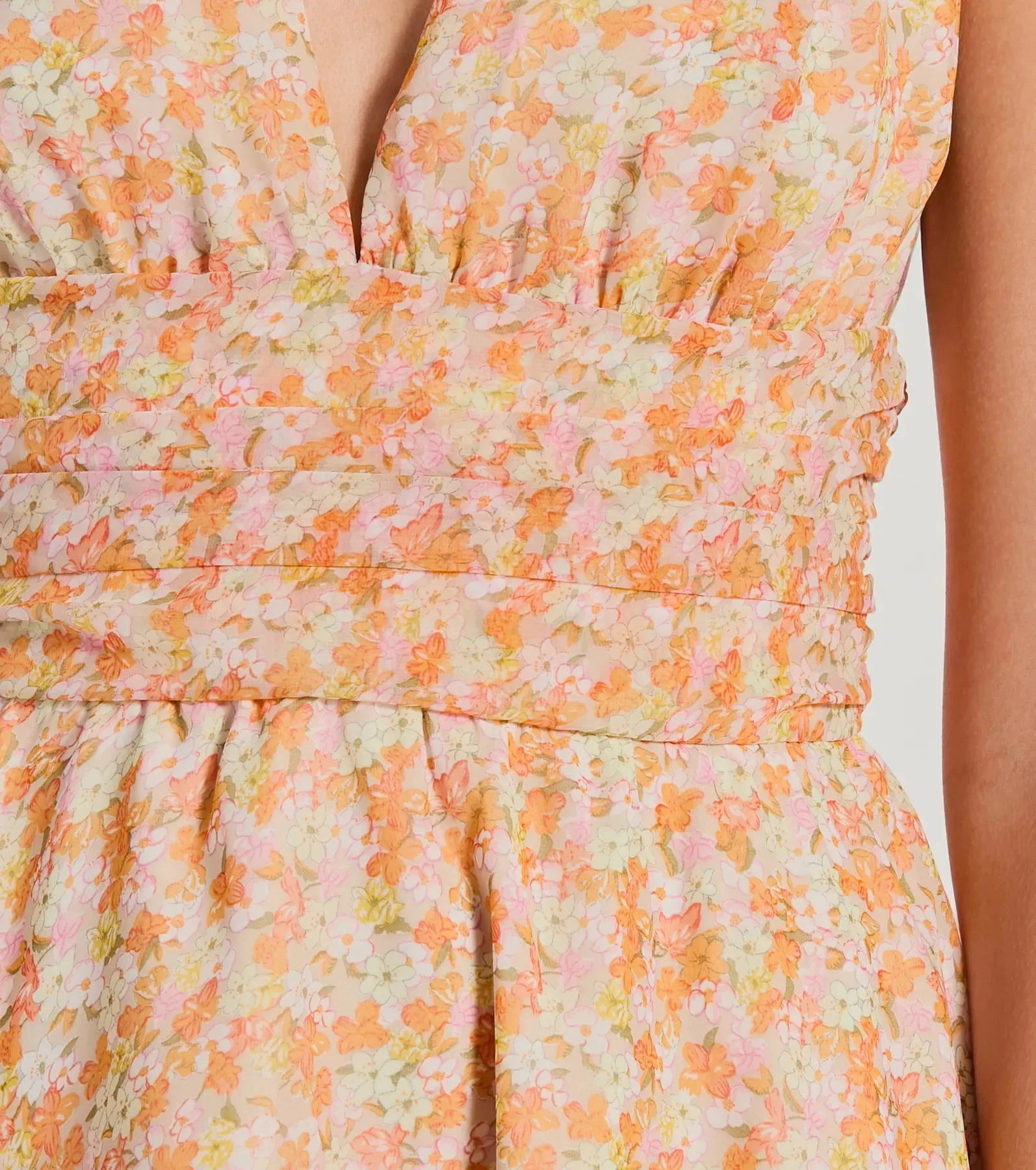 Sunny Style Floral Chiffon Tiered Skater Dress