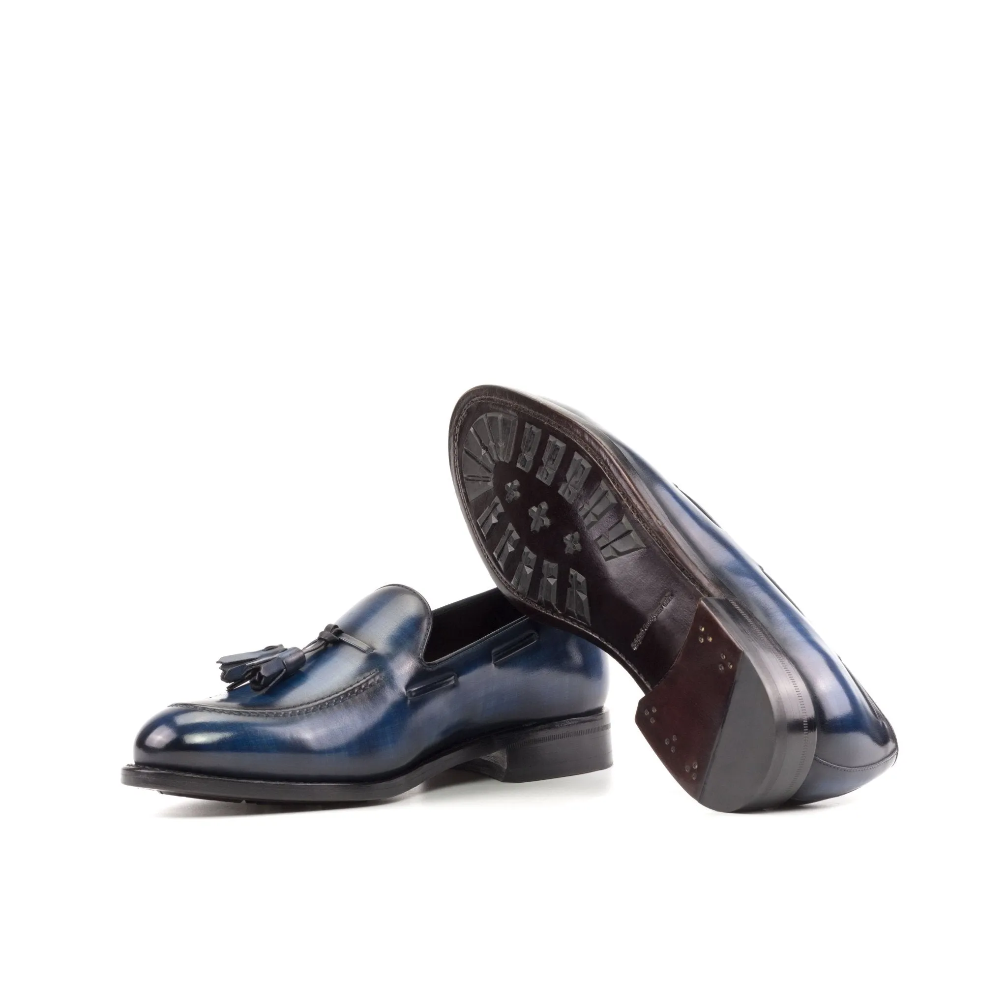 Tassel Loafer in Denim Patina Box Calf