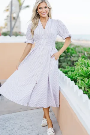 The Beloved Lavender Purple Striped Midi Dress