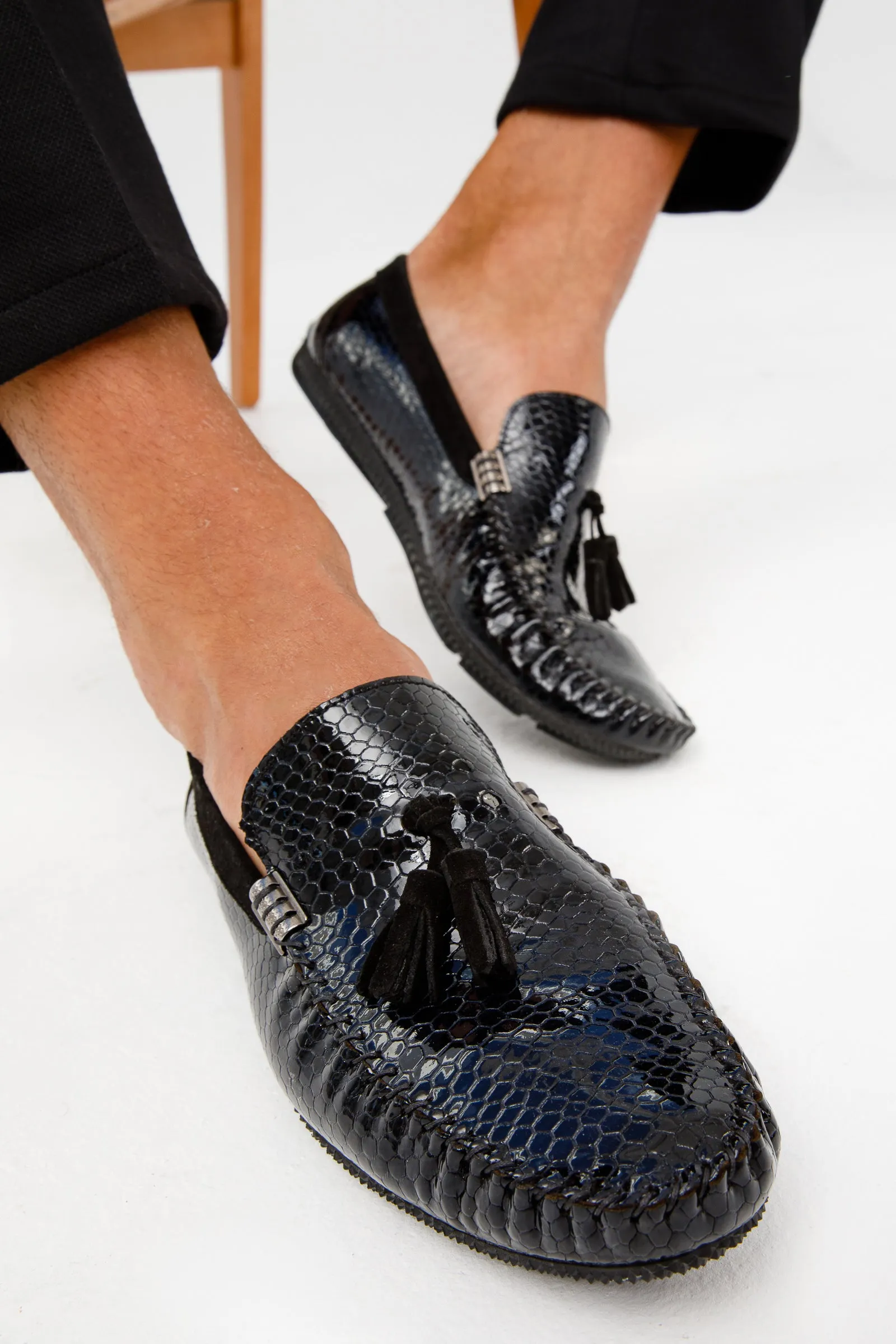 The Cordova Black Patent Leather Tassel Loafer Men Shoe  Final Sale!