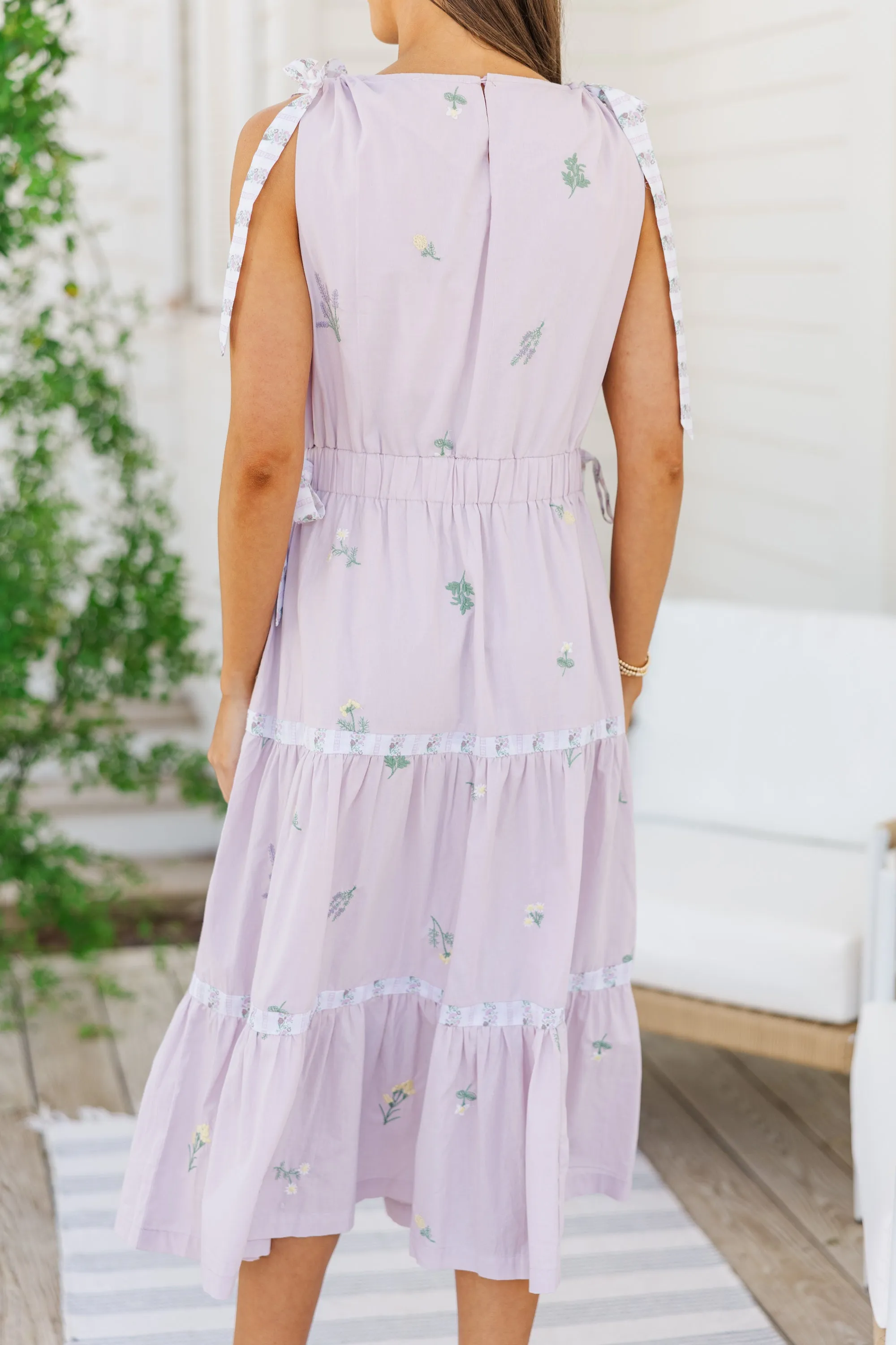 The Deal Lavender Floral Midi Dress