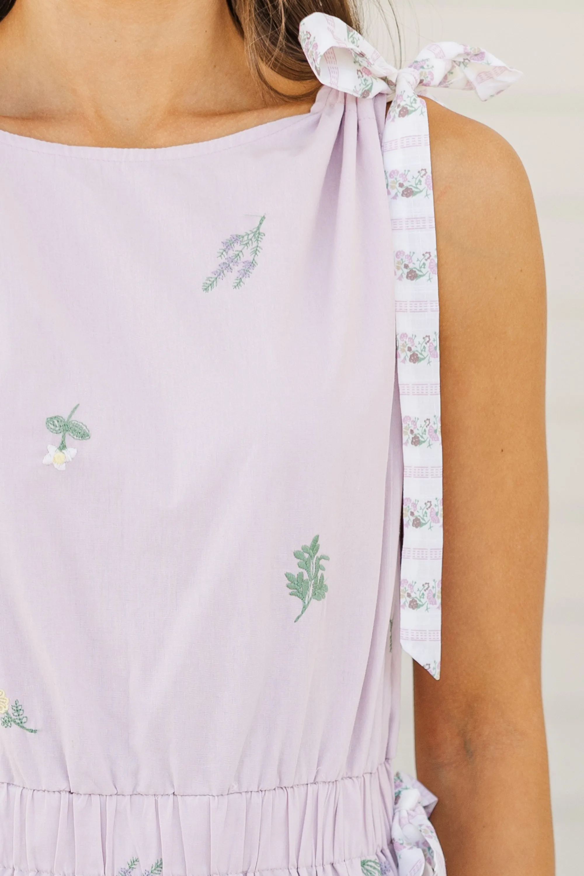 The Deal Lavender Floral Midi Dress