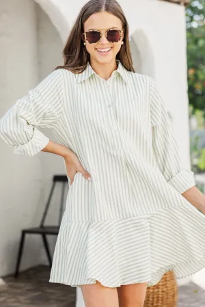 The Mover Sage Green Striped Dress