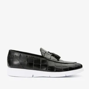 The Parga Black Leather Tassel Casual Loafer Men Shoe Final Sale!
