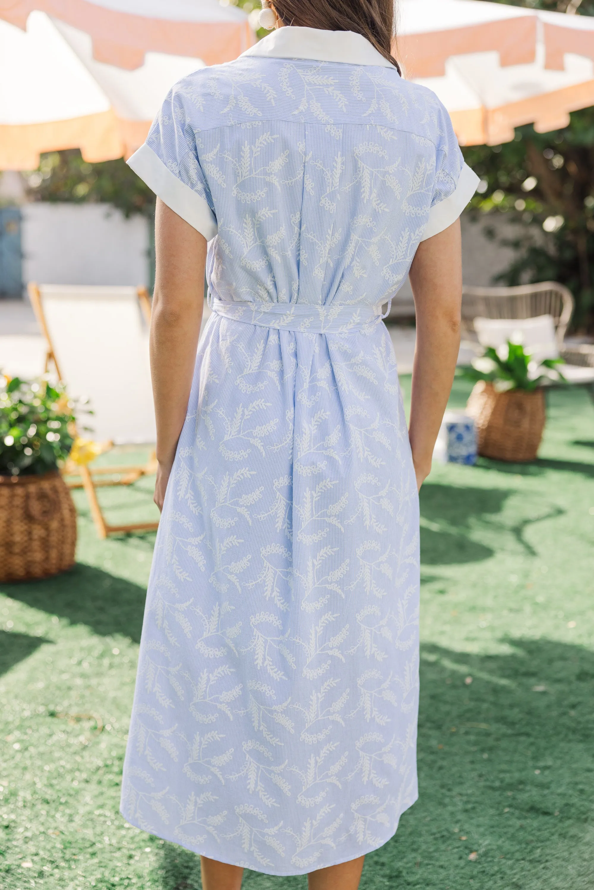The Stories Are True Light Blue Striped Dress