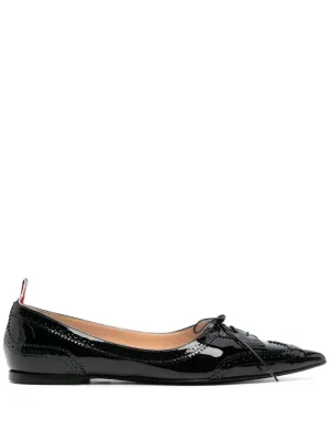 THOM BROWNE Pointed-Toe Patent Leather Loafers