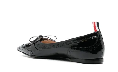 THOM BROWNE Pointed-Toe Patent Leather Loafers