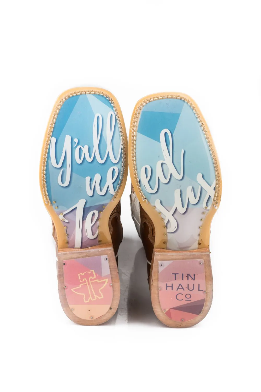 Tin Haul Womens Tan Leather Made in Heaven Cowboy Boots