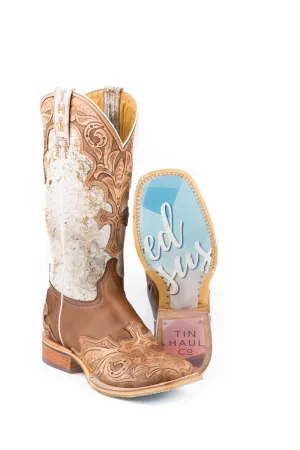 Tin Haul Womens Tan Leather Made in Heaven Cowboy Boots