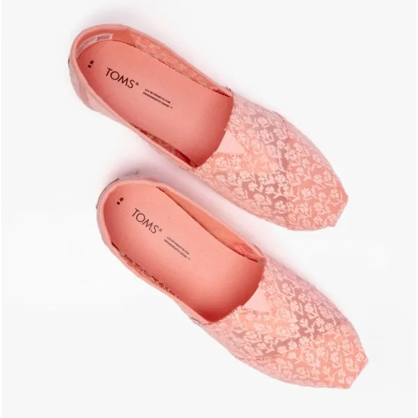 TOMS ALPARGATA Womens Posy Lace Espadrille Peach