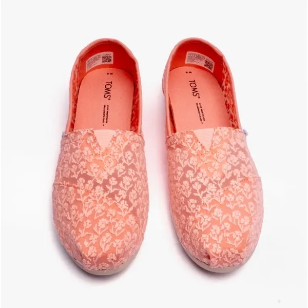 TOMS ALPARGATA Womens Posy Lace Espadrille Peach