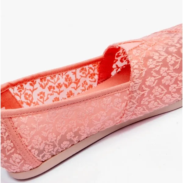 TOMS ALPARGATA Womens Posy Lace Espadrille Peach