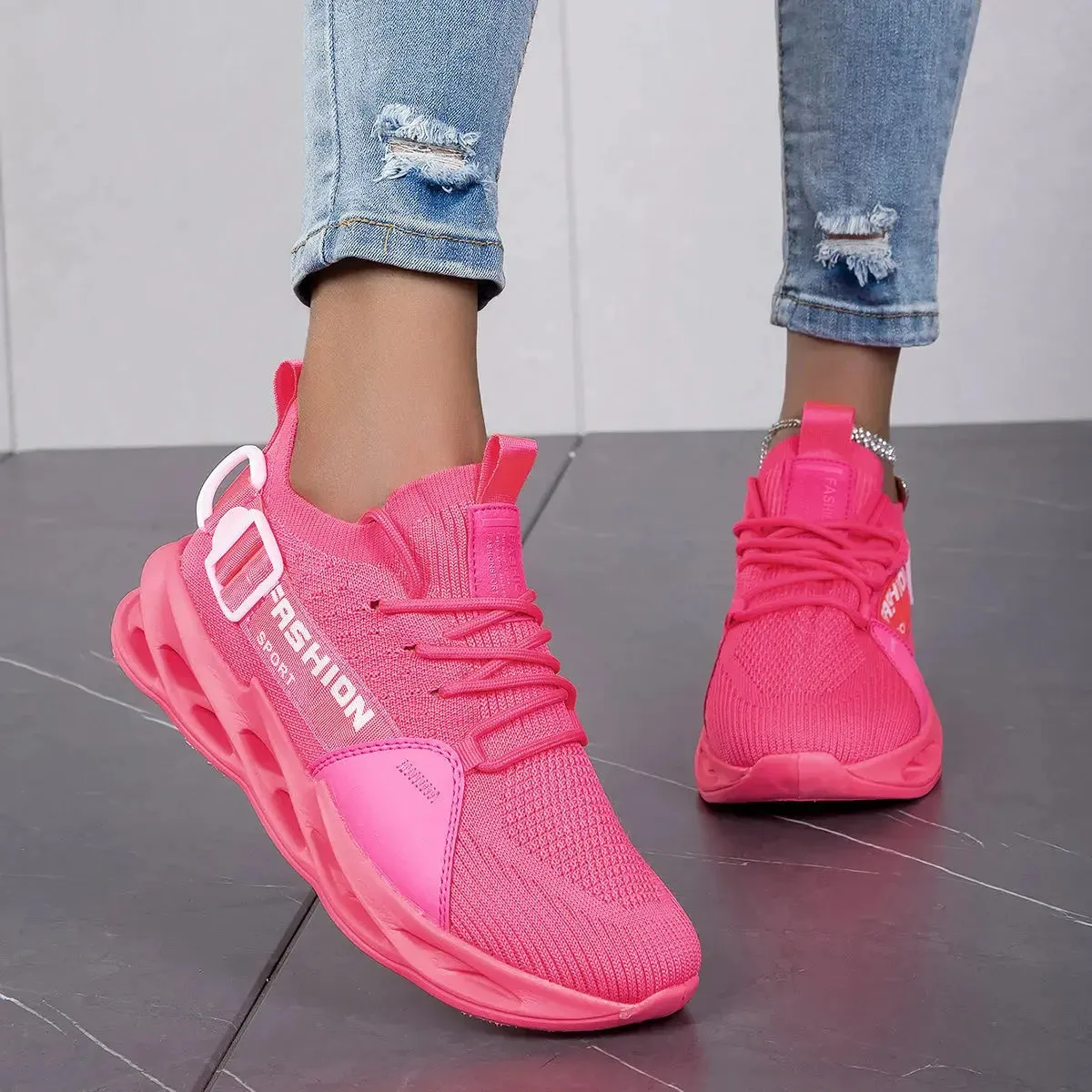 Trendy Pink Running Shoes Women Walking Sneakers Breathable Women's Sports Shoes Lightweight Women's Sneakers Outdoor