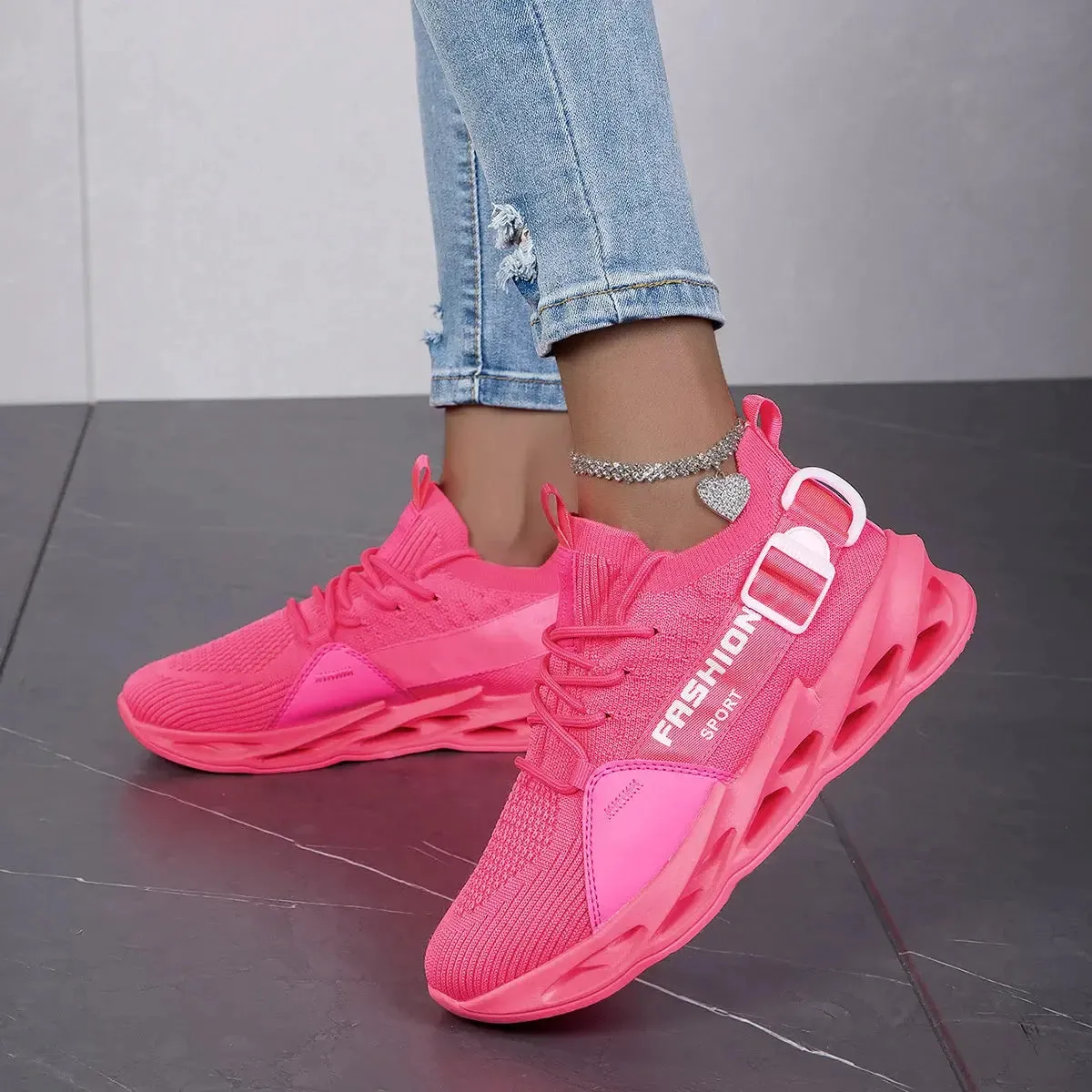 Trendy Pink Running Shoes Women Walking Sneakers Breathable Women's Sports Shoes Lightweight Women's Sneakers Outdoor