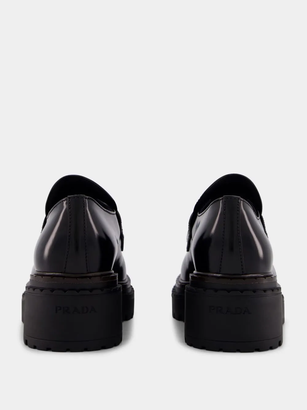 Triangle-Logo Brushed Leather Loafers