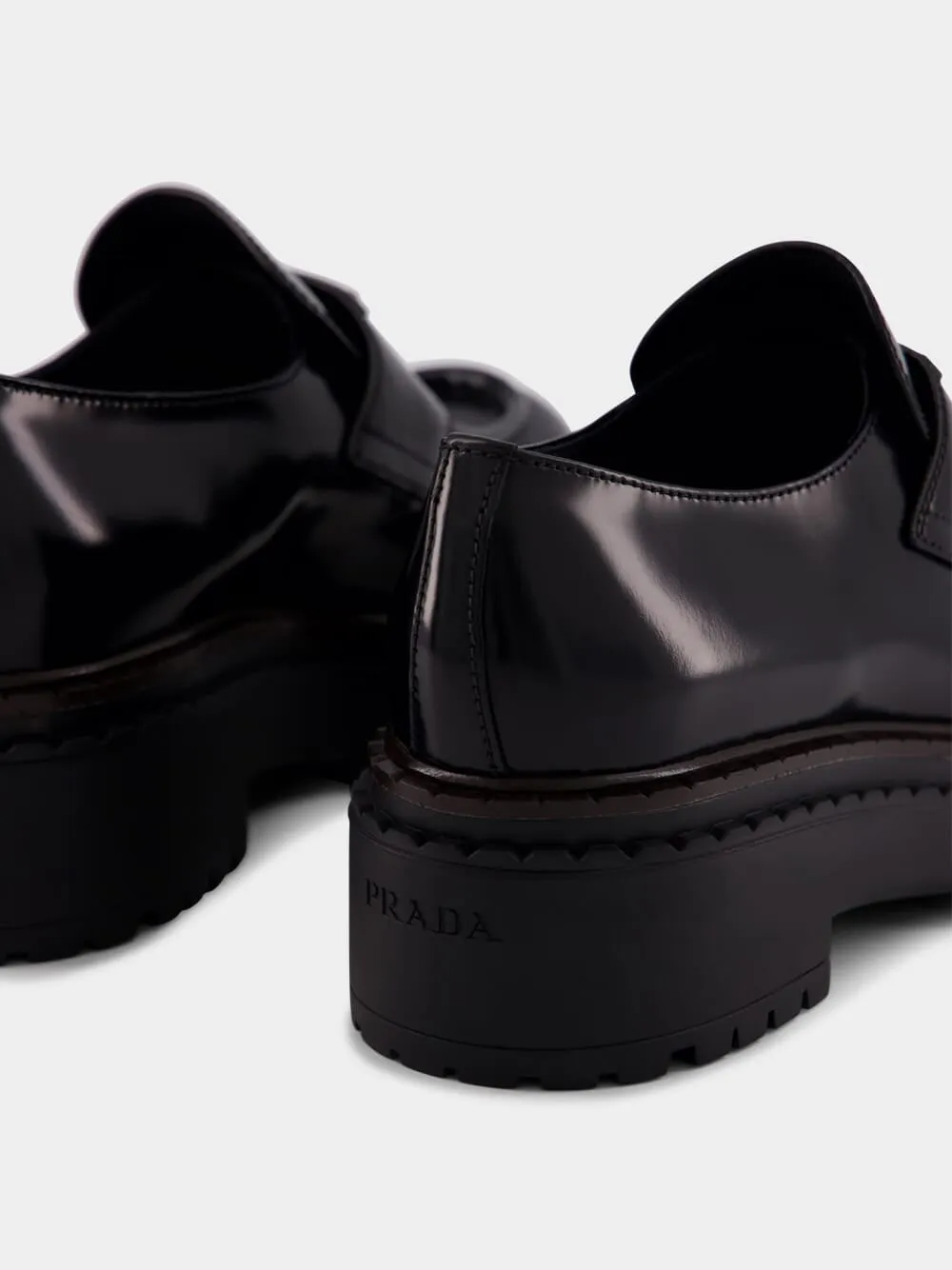 Triangle-Logo Brushed Leather Loafers
