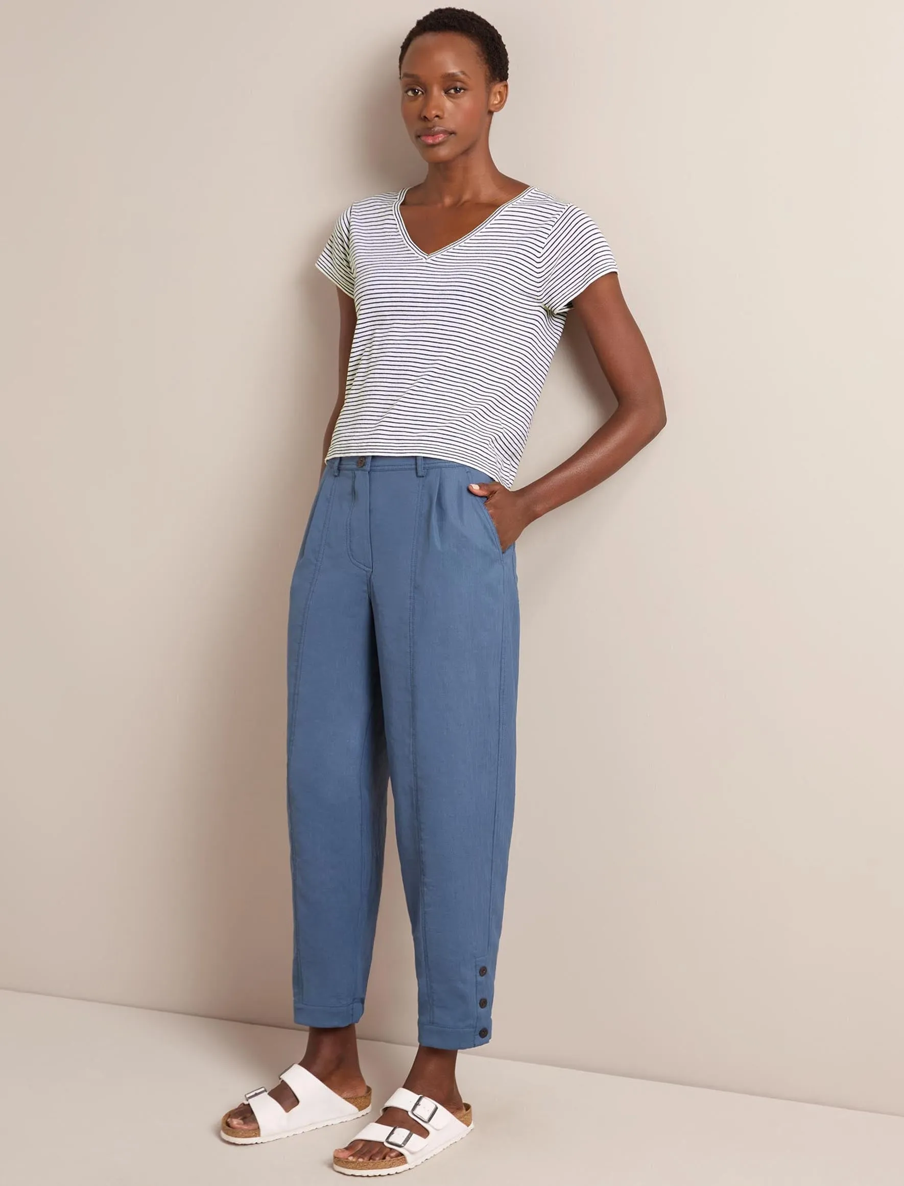 Tyson Techni Linen Tapered Trouser - Dark Blue