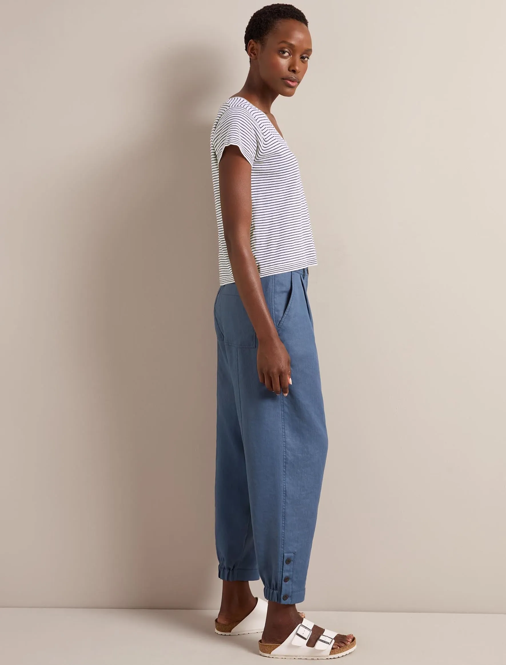 Tyson Techni Linen Tapered Trouser - Dark Blue
