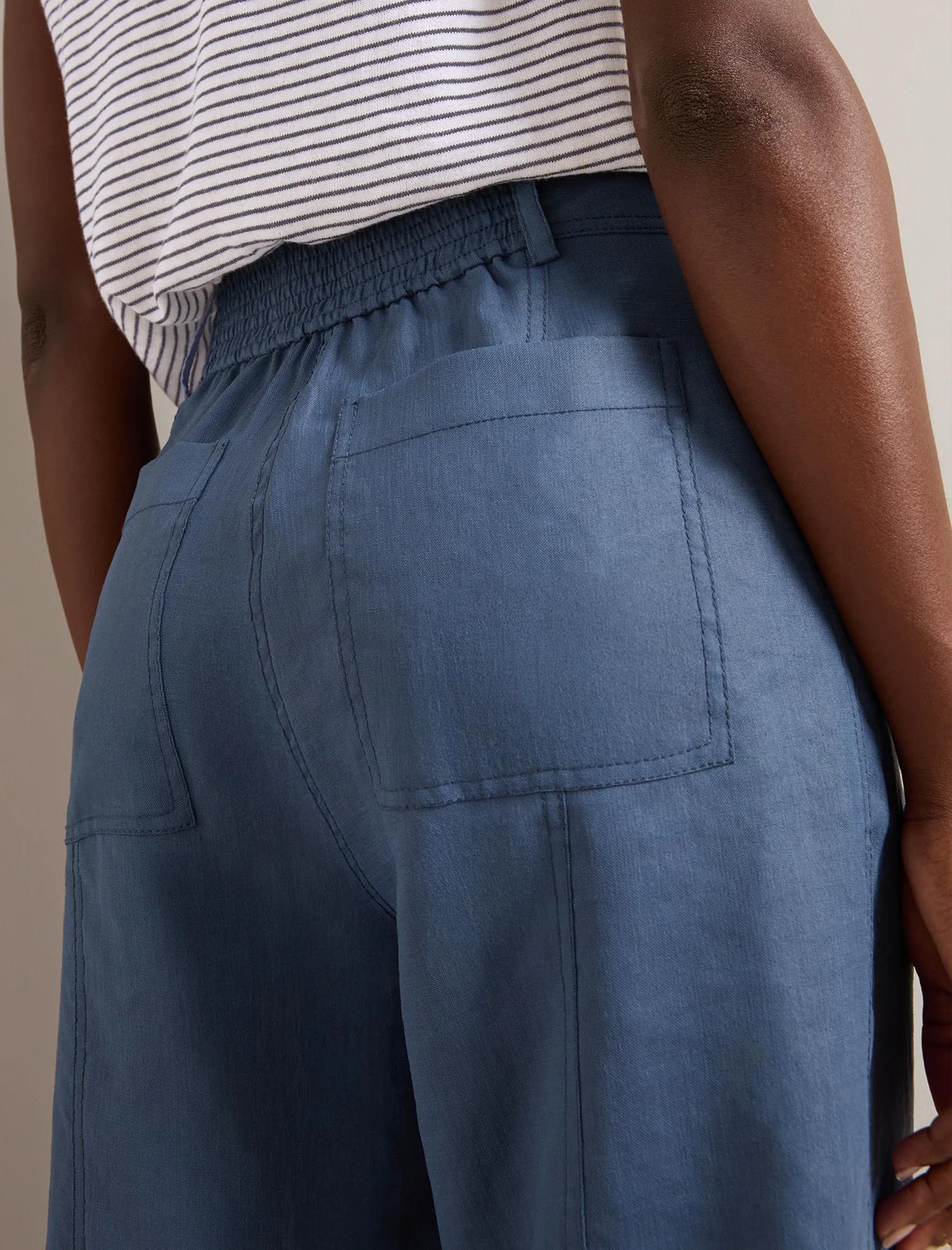 Tyson Techni Linen Tapered Trouser - Dark Blue