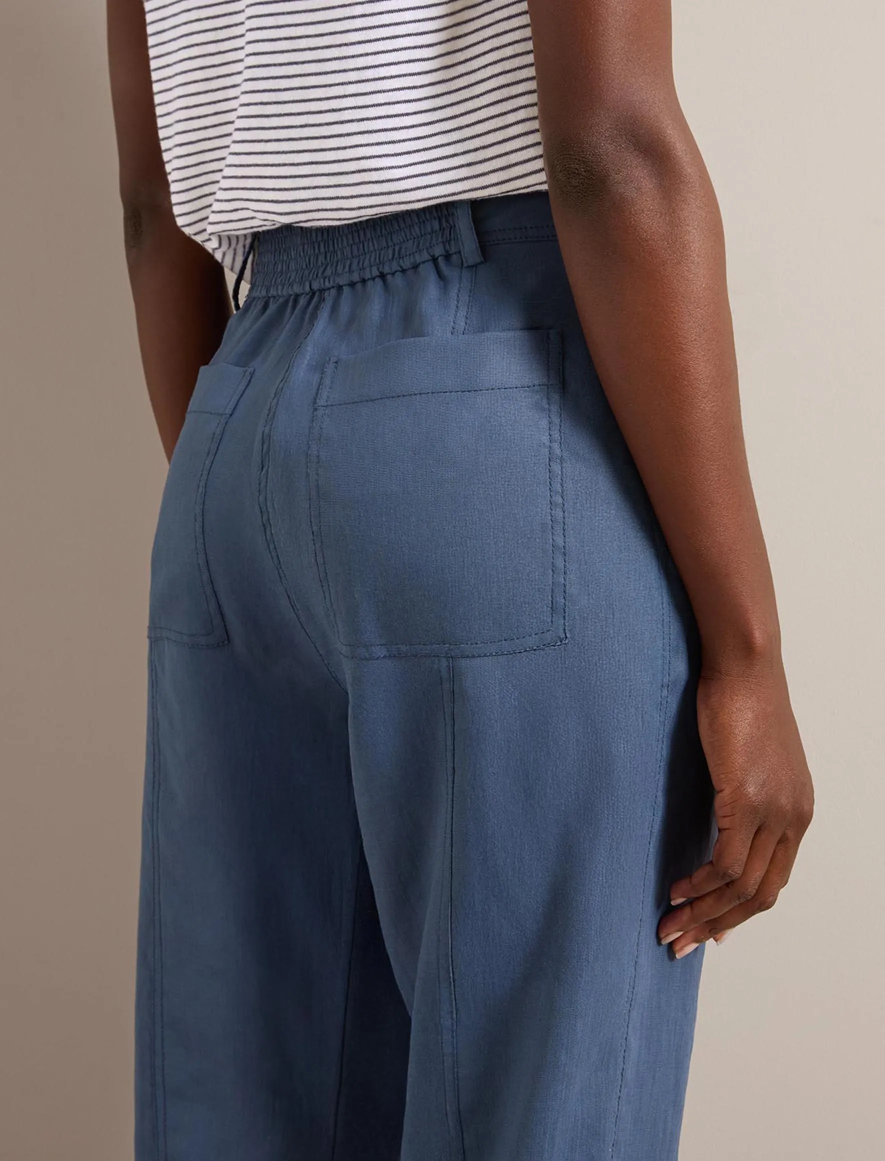 Tyson Techni Linen Tapered Trouser - Dark Blue