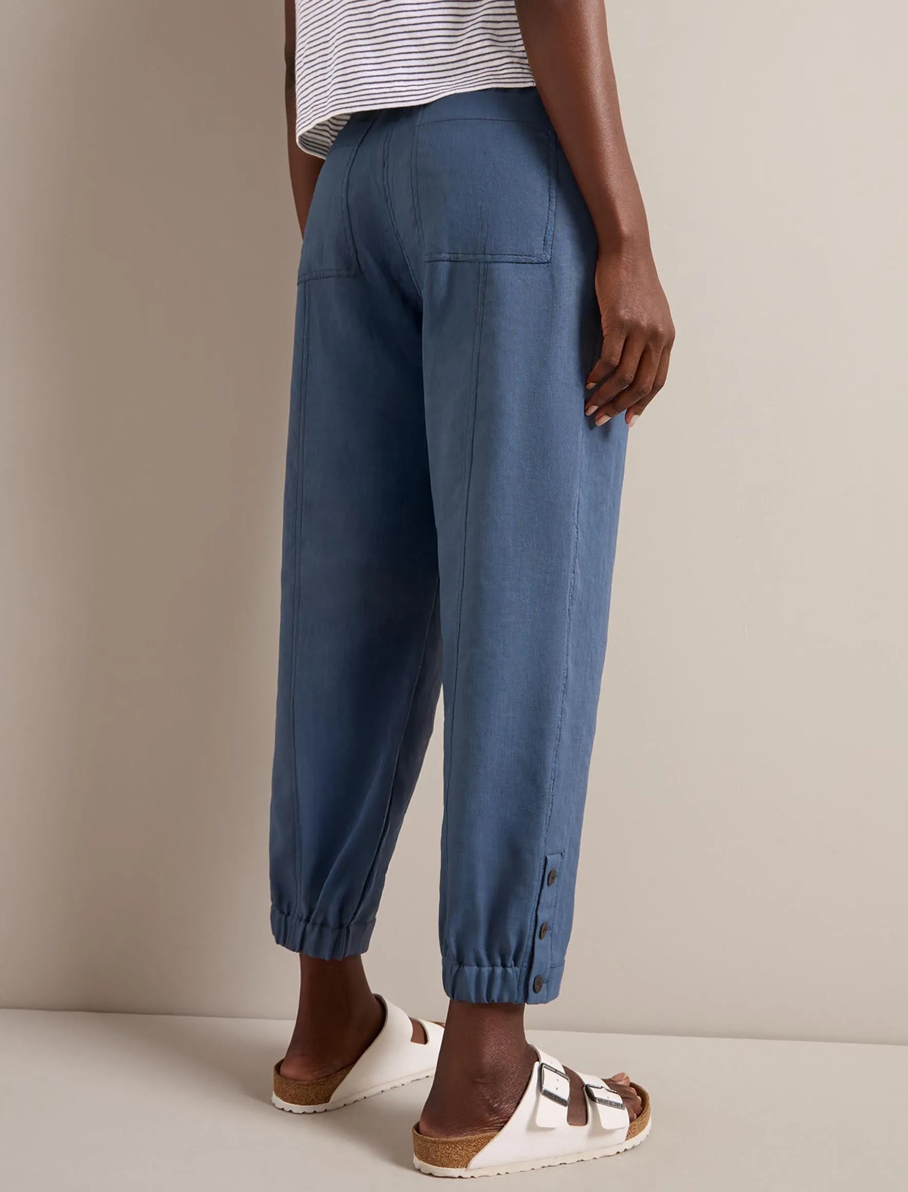 Tyson Techni Linen Tapered Trouser - Dark Blue