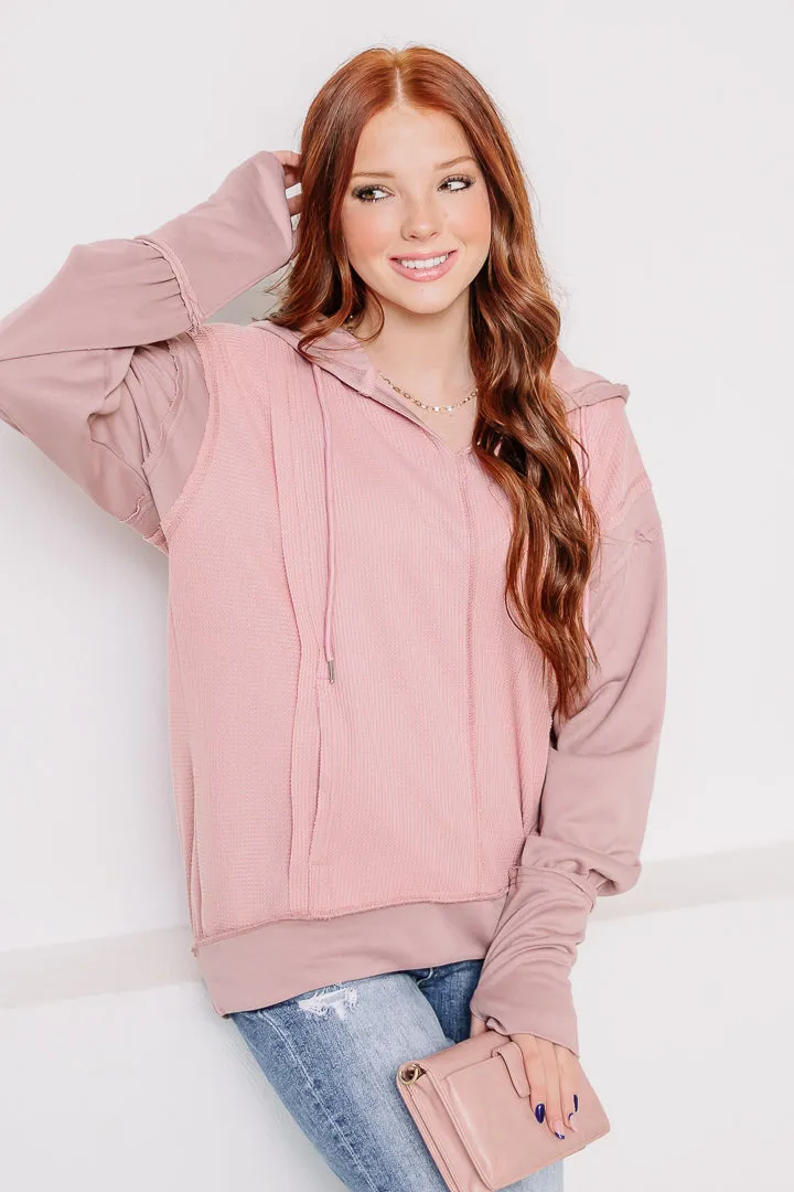 Vintage Washed Thermal Hoodie | Rose