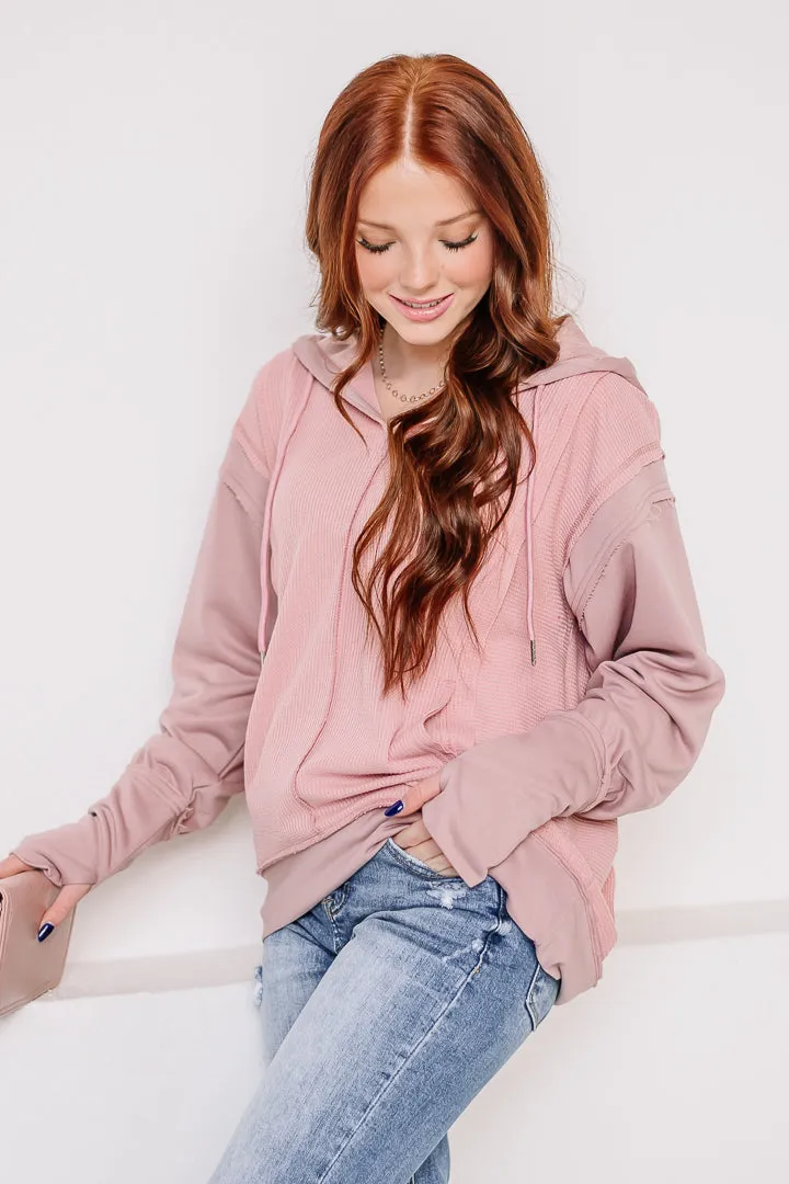 Vintage Washed Thermal Hoodie | Rose