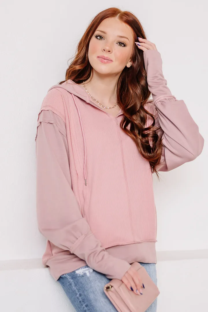Vintage Washed Thermal Hoodie | Rose