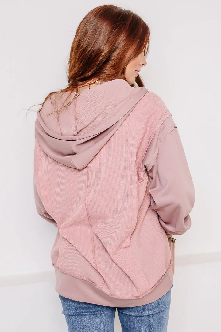 Vintage Washed Thermal Hoodie | Rose