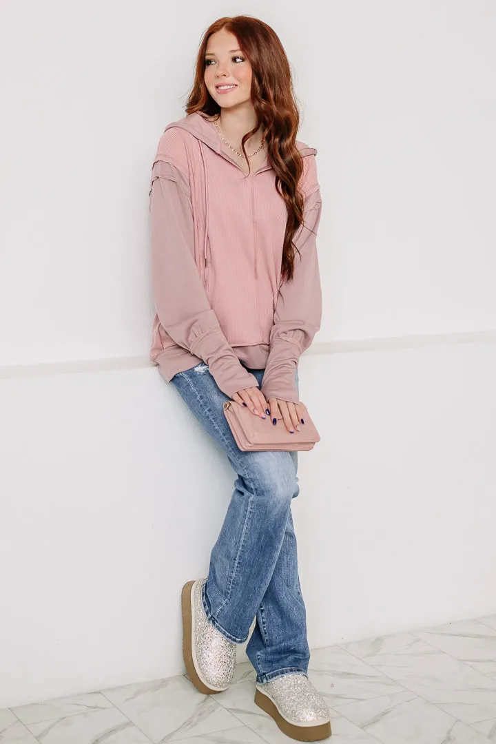 Vintage Washed Thermal Hoodie | Rose