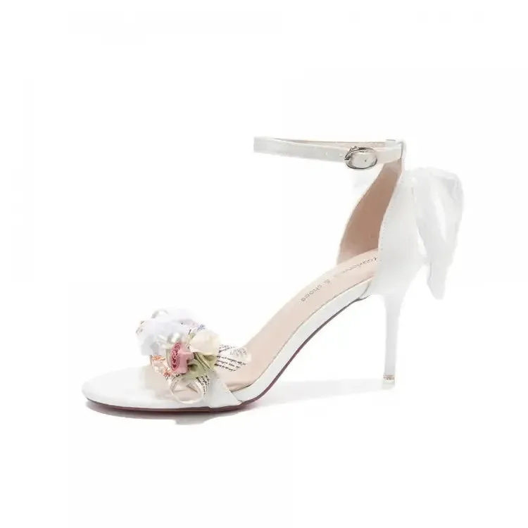VougeVamp Luxury Satin Bow High Heel Sandals for Women - Elegant Thin Heel Designer Wedding and Party Shoes