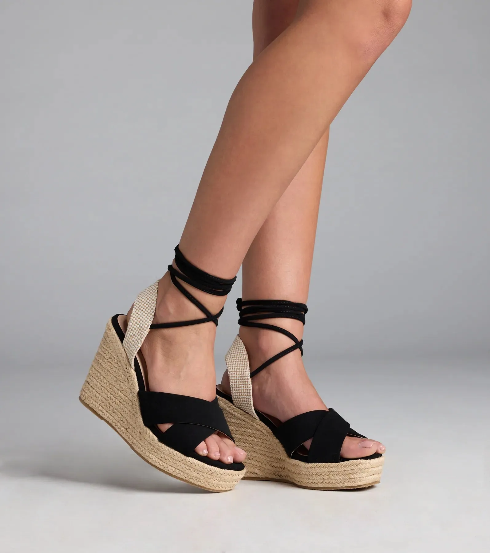 Weekend Date Lace-Up Espadrille Wedges