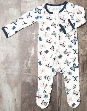 White Butterflies Footie
