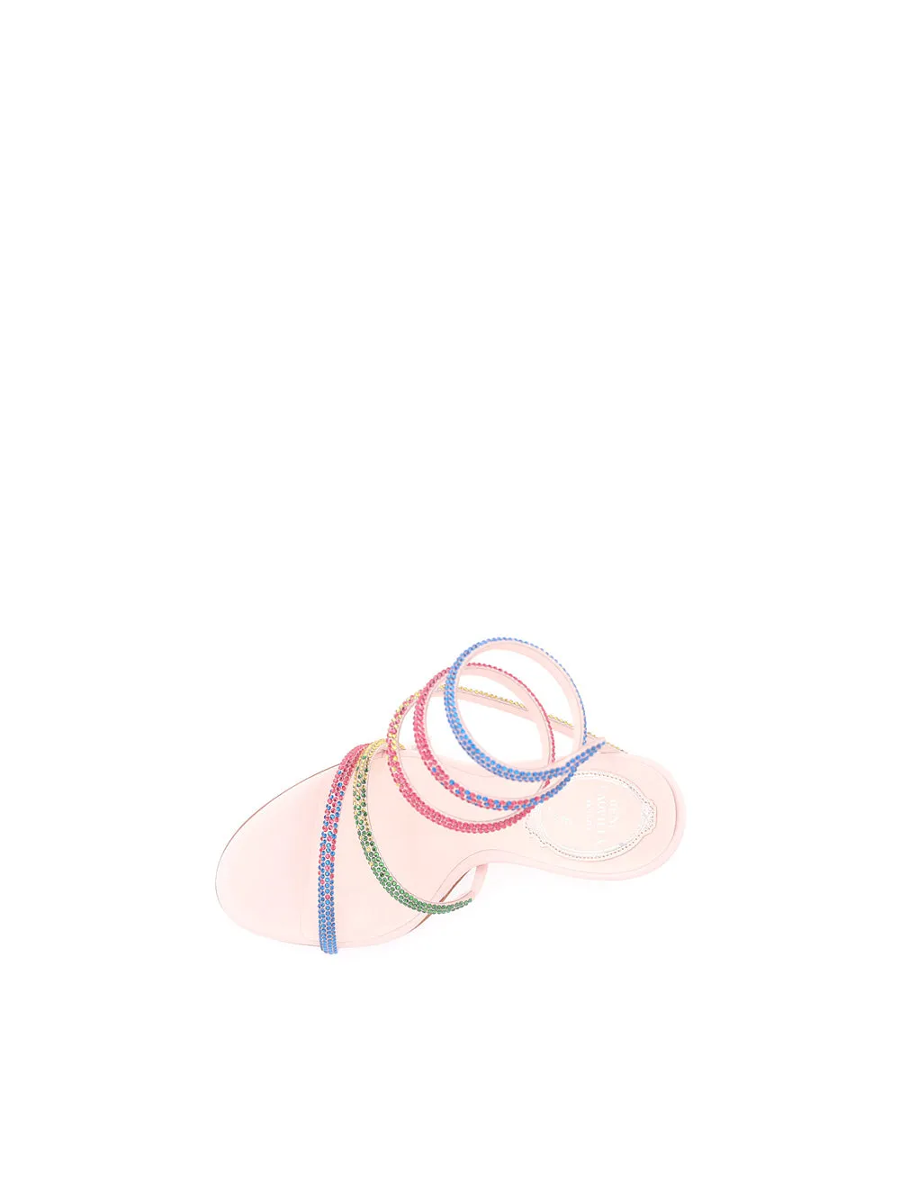 White Margot Sandals with Rainbow Crystals
